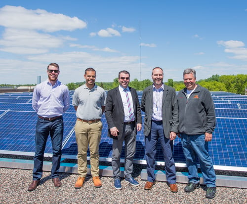 Eric Pasi, Andy Stahlman and Mike Cartwright at the Mounds View HS Solar array